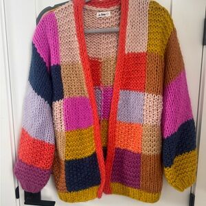 Vibrant Patchwork Knit Cardigan